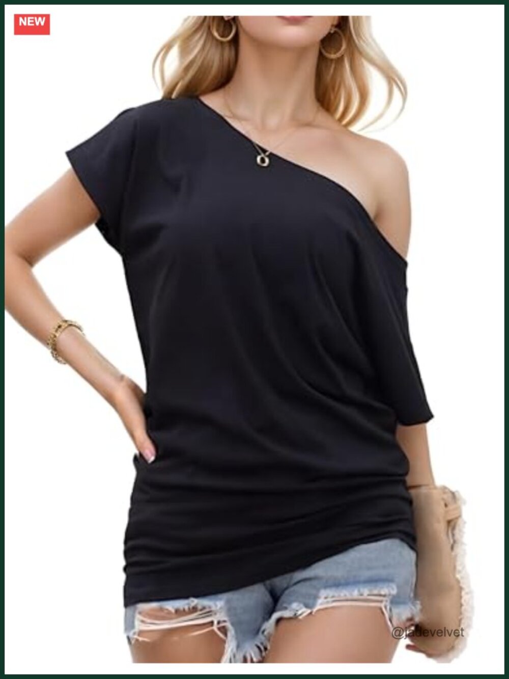 Off Shoulder Tunic Top for Women Short Sleeve Blouse Soft Stretch